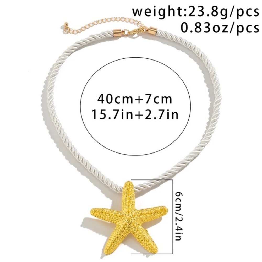 🌟 Big Starfish Star Pendant Choker Rope Necklace - Picture 4 of 4